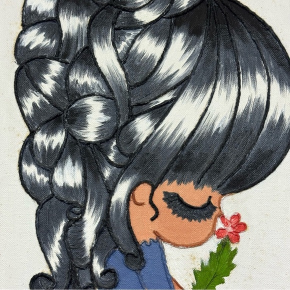 Framed Art Mixed Media Acrylic and Yarn on Canvas 17”x21” Small Painting - Picture 13 of 16